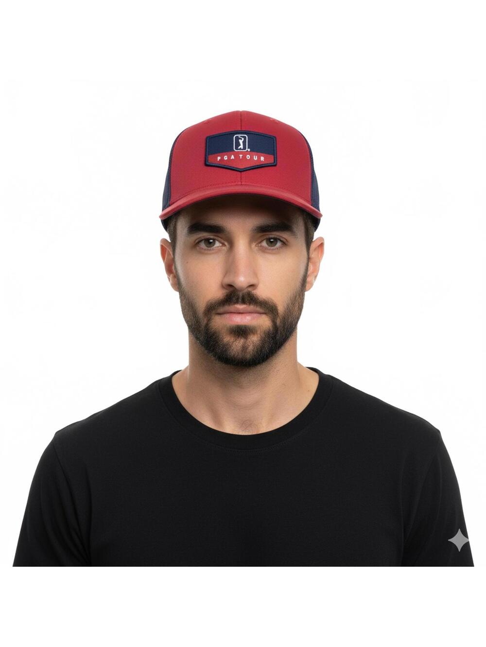 Hat / PGA Tour "Go Low" Red and Navy Mesh Performance Golf Snapback Cap / New